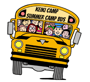 Keiki Camp Summer camp bus filled with happy campers on the way to Aloha Beach Camp.